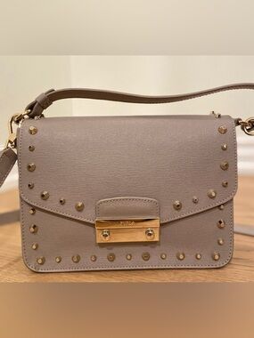 Furla Grey Handbag/Crossbody Bag with Gold Accents